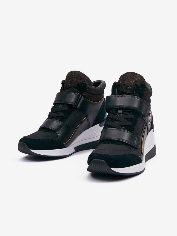 Michael Kors Čierne dámske vysoké kožené tenisky Michael Kors Gentry s členkom