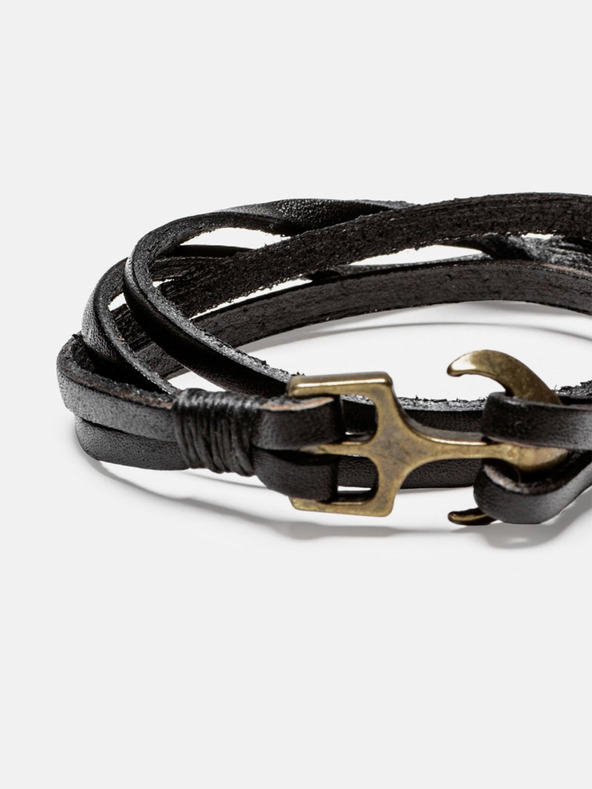 Ombre Clothing Čierny pánsky kožený náramok Ombre oblečenie