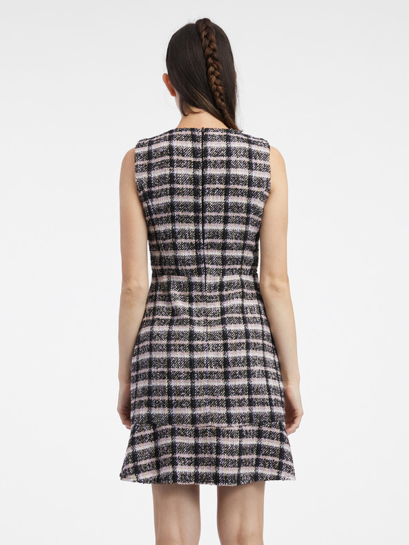 Orsay Ružovo-čierne dámske tvídové šaty ORSAY