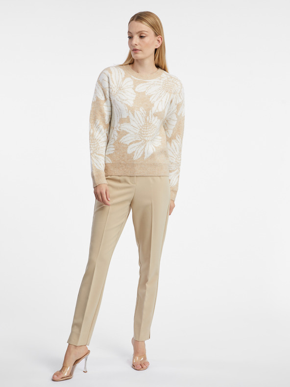 Orsay Bielo-béžový dámsky kvetovaný sveter ORSAY