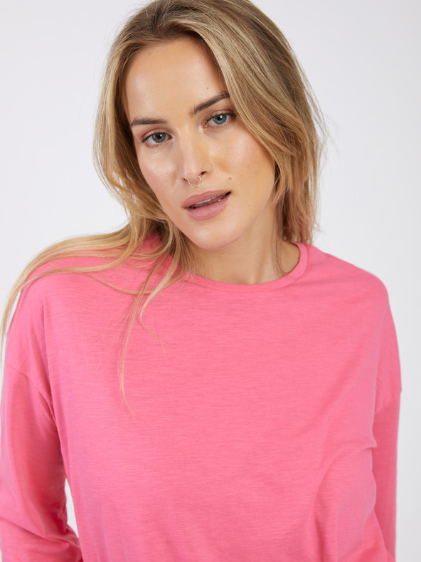 Noisy May Tmavoružové dámske basic oversize tričko s dlhým rukávom Noisy May Mathilde
