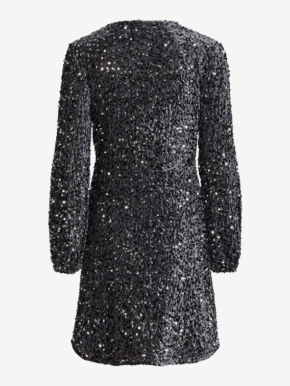 Pieces Šedé dámske flitrové šaty Pieces Kam