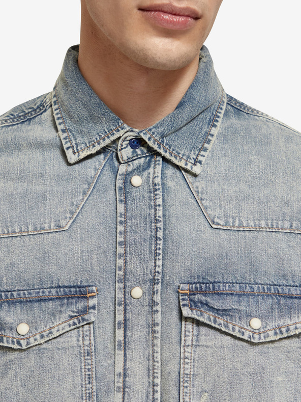 Scotch & Soda Svetlomodrá pánska džínsová košeľa Scotch & Soda