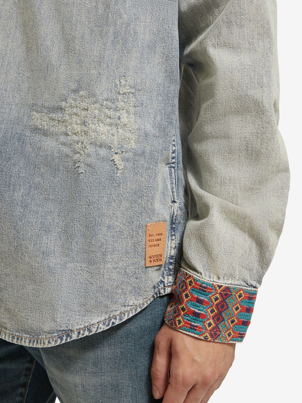 Scotch & Soda Svetlomodrá pánska džínsová košeľa Scotch & Soda