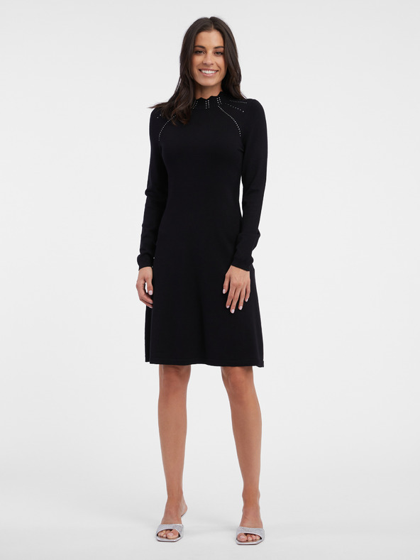 Orsay Čierne dámske úpletové šaty ORSAY