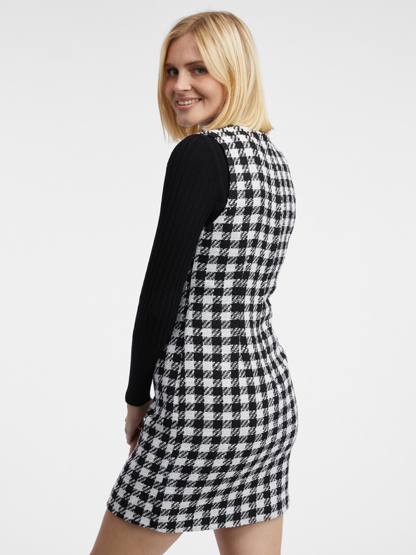 Orsay Bielo-čierne dámske kockované šaty ORSAY