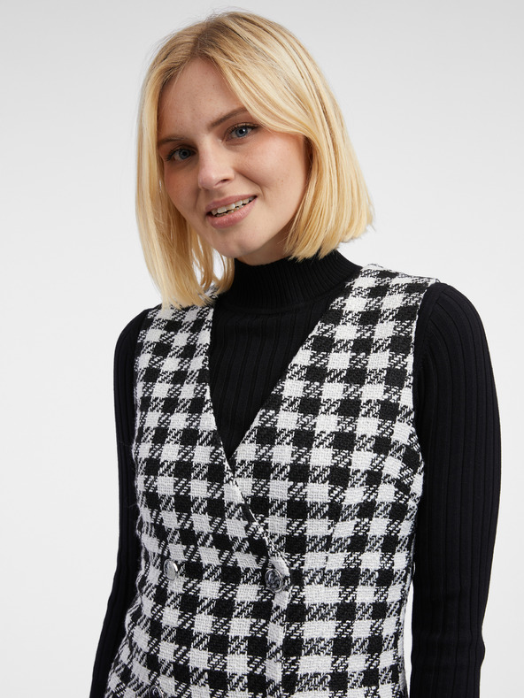 Orsay Bielo-čierne dámske kockované šaty ORSAY