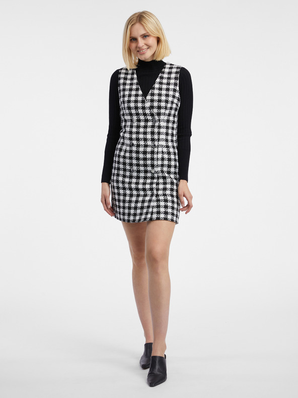 Orsay Bielo-čierne dámske kockované šaty ORSAY