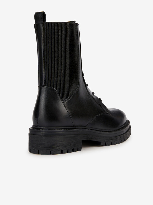 Geox Čierne dámske kožené členkové čižmy Geox Iridea