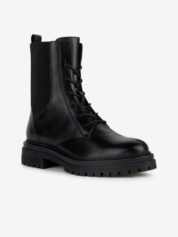 Geox Čierne dámske kožené členkové čižmy Geox Iridea