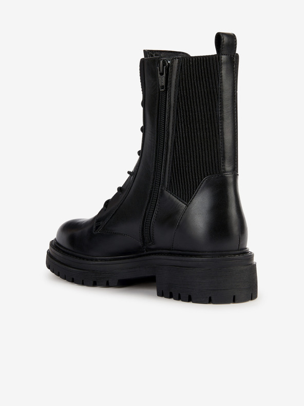 Geox Čierne dámske kožené členkové čižmy Geox Iridea
