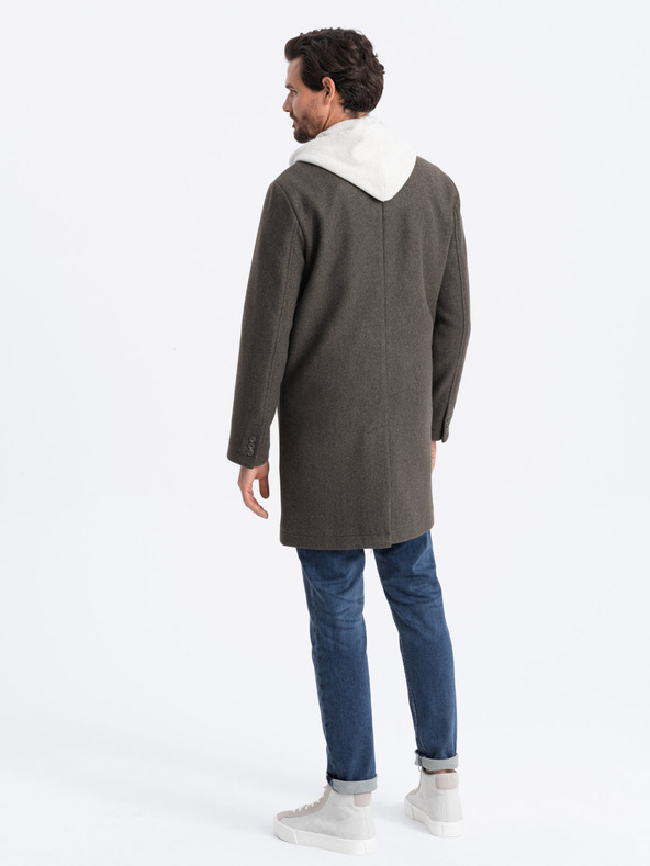 Ombre Clothing Tmavozelený pánsky ľahký kabát Ombre Oblečenie