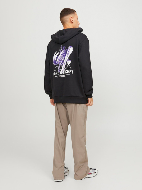 Jack & Jones Čierna pánska mikina Jack & Jones Triangle Hoodie