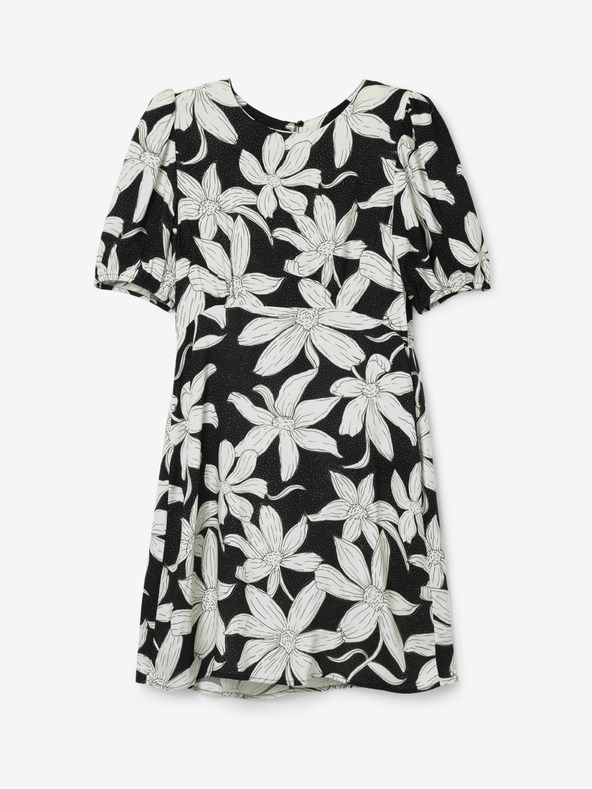 Desigual Desigual Nashville bielo-čierne dámske kvetované šaty