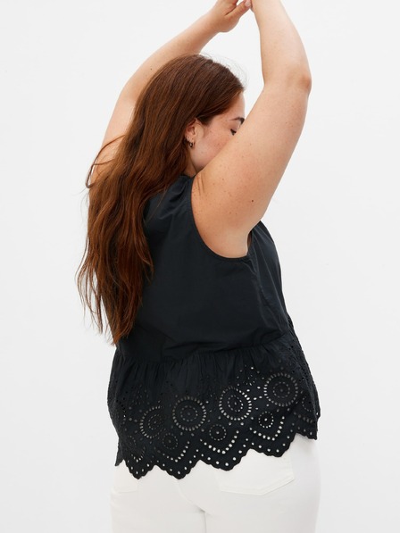 GAP Bavlnený peplum crop top s čipkou GAP