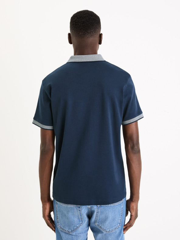 Celio Tmavomodré pánske základné polo tričko Celio Gesort
