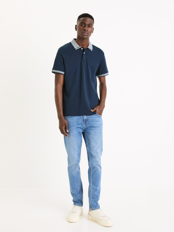 Celio Tmavomodré pánske základné polo tričko Celio Gesort