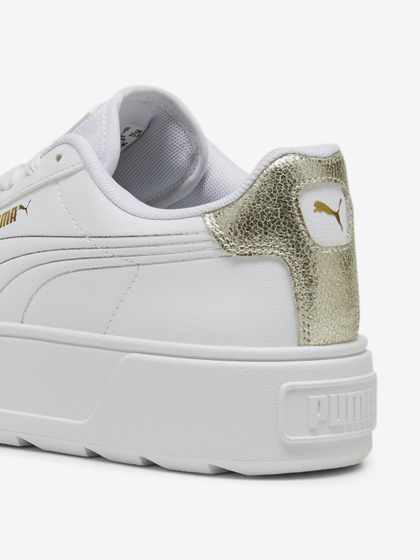 Puma Biele dámske kožené tenisky na platforme Puma Metallic Shine