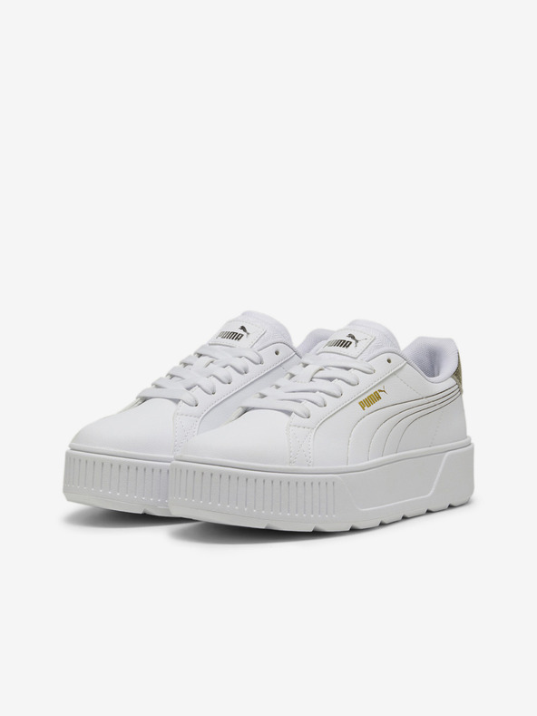 Puma Biele dámske kožené tenisky na platforme Puma Metallic Shine