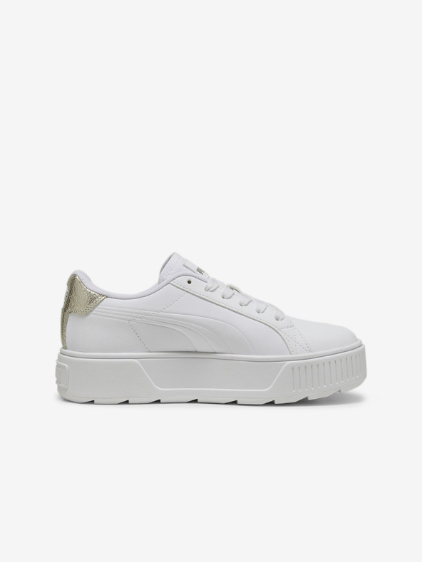Puma Biele dámske kožené tenisky na platforme Puma Metallic Shine