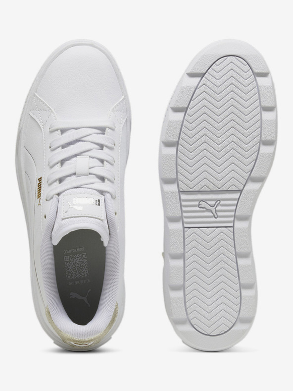Puma Biele dámske kožené tenisky na platforme Puma Metallic Shine