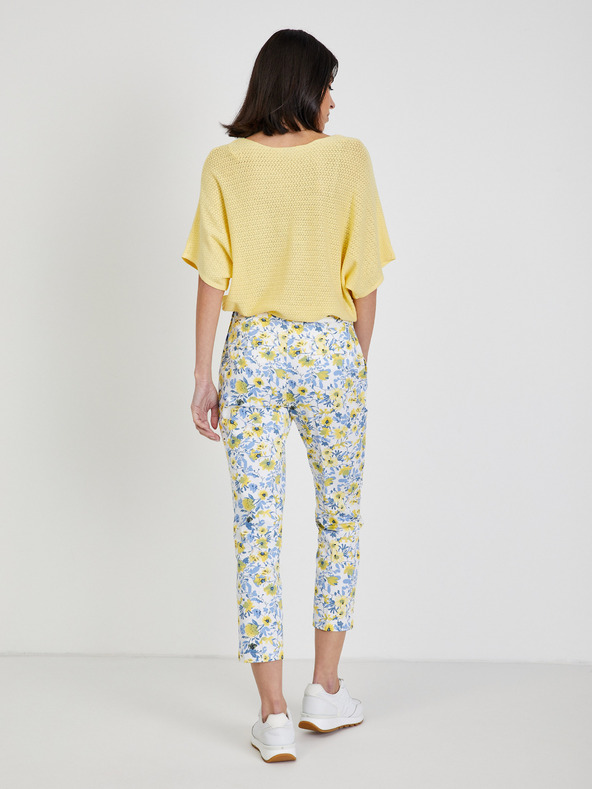 Orsay Biele dámske nohavice s kvetinovým vzorom ORSAY