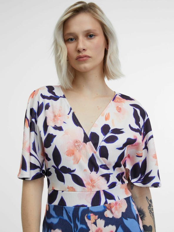 Orsay Tmavomodrý dámsky kvetinový overal ORSAY