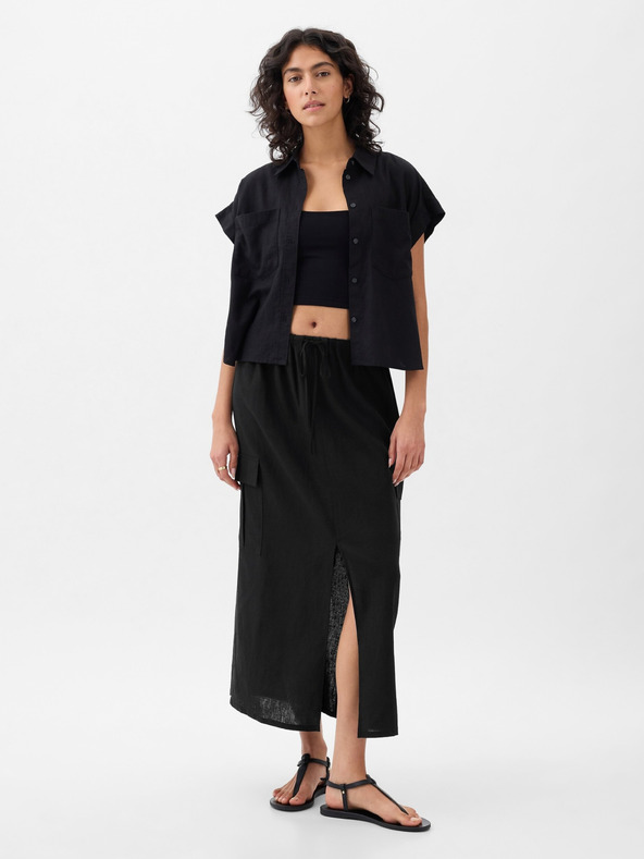 GAP Ľanová midi sukna Utility GAP