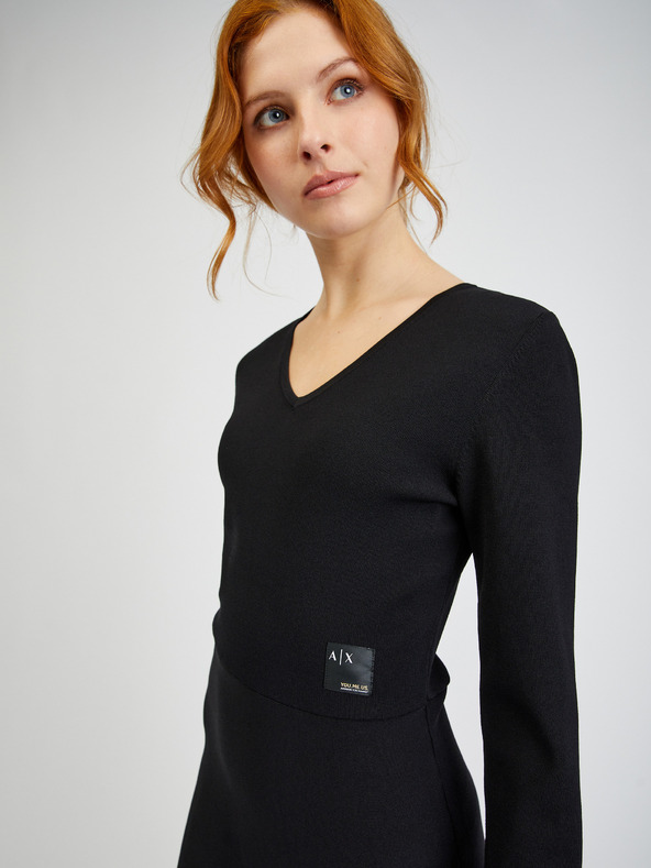 Armani Exchange Čierne dámske svetrové šaty Armani Exchange
