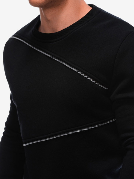 Ombre Clothing Čierna pánska mikina s ozdobnými zipsami Ombre Clothing