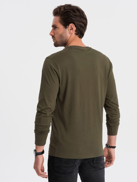 Ombre Clothing Khaki pánske základné tričko Ombre Clothing