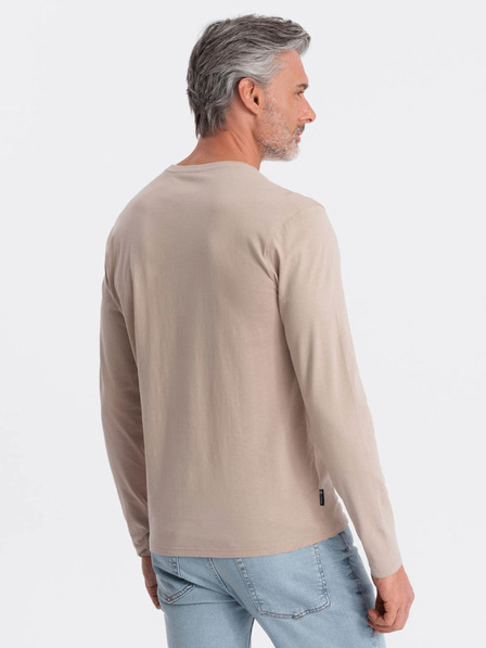 Ombre Clothing Béžové pánske základné tričko Ombre Oblečenie