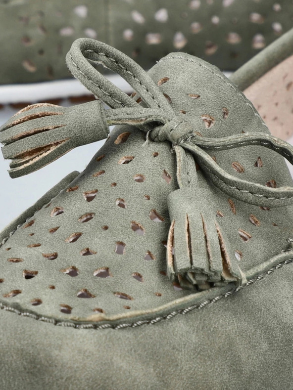 Rieker Zelené dámske mokasíny zo semišu Rieker