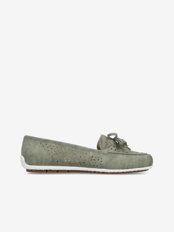 Rieker Zelené dámske mokasíny zo semišu Rieker