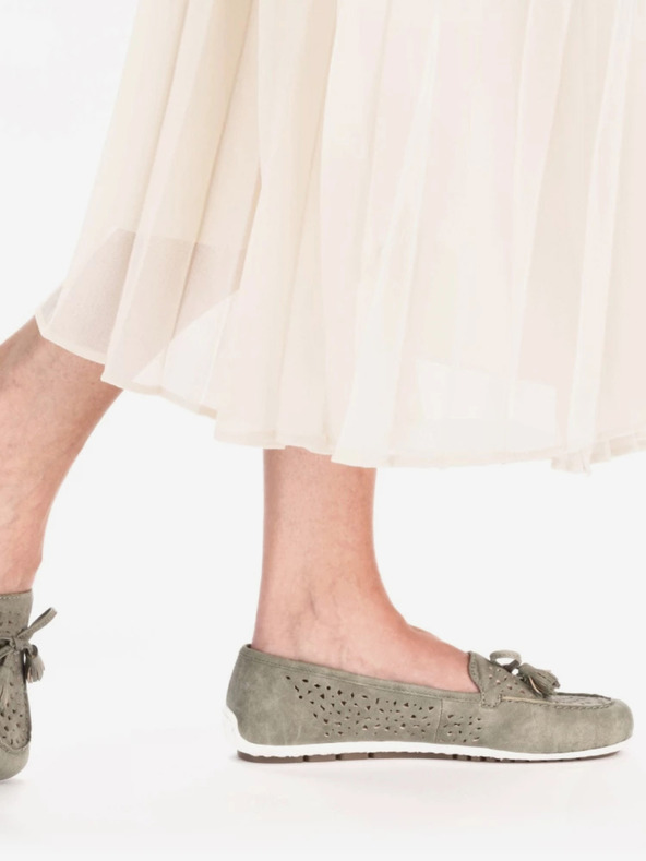 Rieker Zelené dámske mokasíny zo semišu Rieker