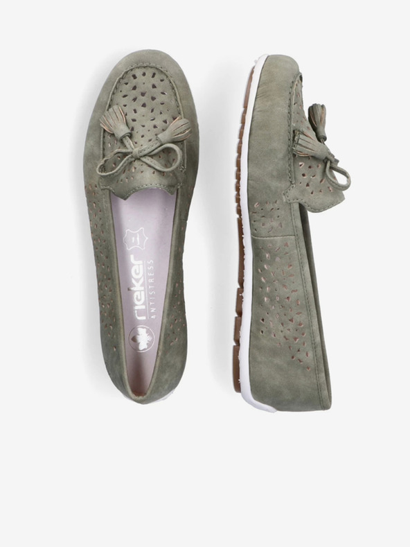 Rieker Zelené dámske mokasíny zo semišu Rieker