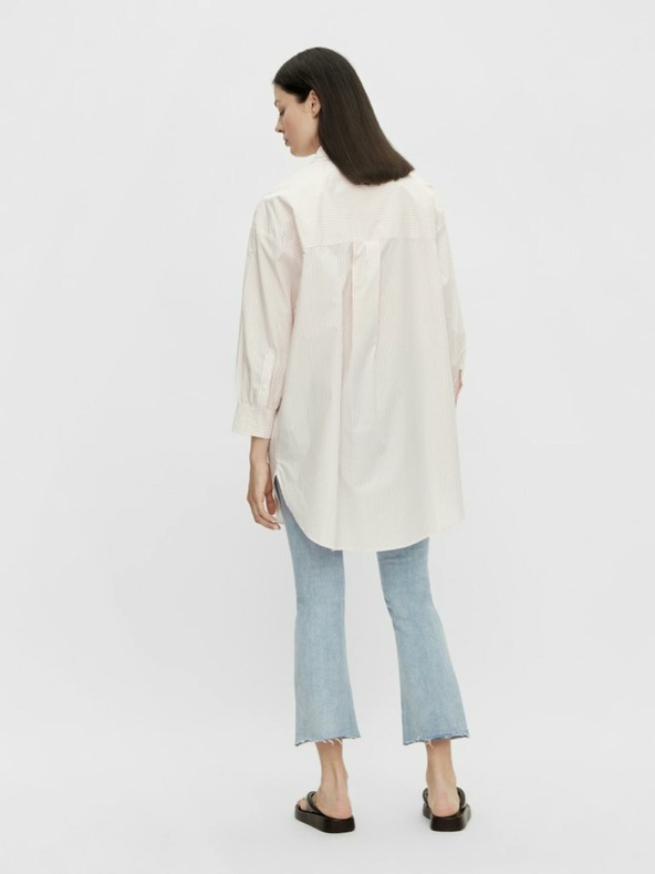 .OBJECT Hnedo-bielo pruhovaná dlhá košeľa .OBJECT Mahin