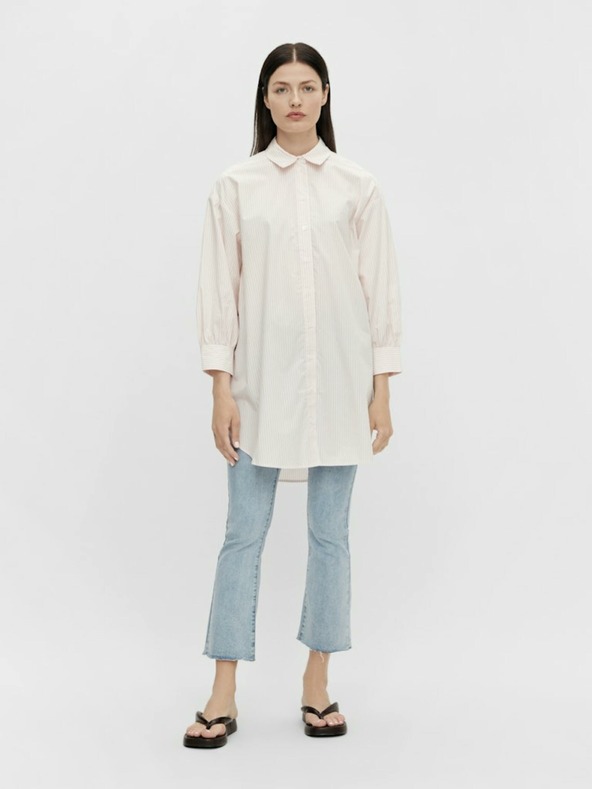 .OBJECT Hnedo-bielo pruhovaná dlhá košeľa .OBJECT Mahin