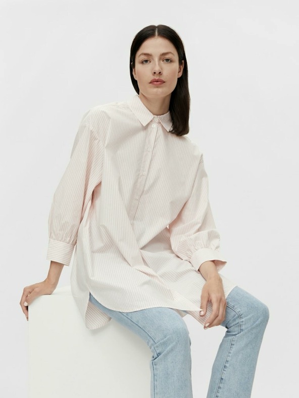 .OBJECT Hnedo-bielo pruhovaná dlhá košeľa .OBJECT Mahin