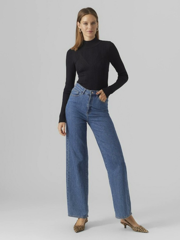 Vero Moda Čierne dámske svetrové šaty VERO MODA Sally