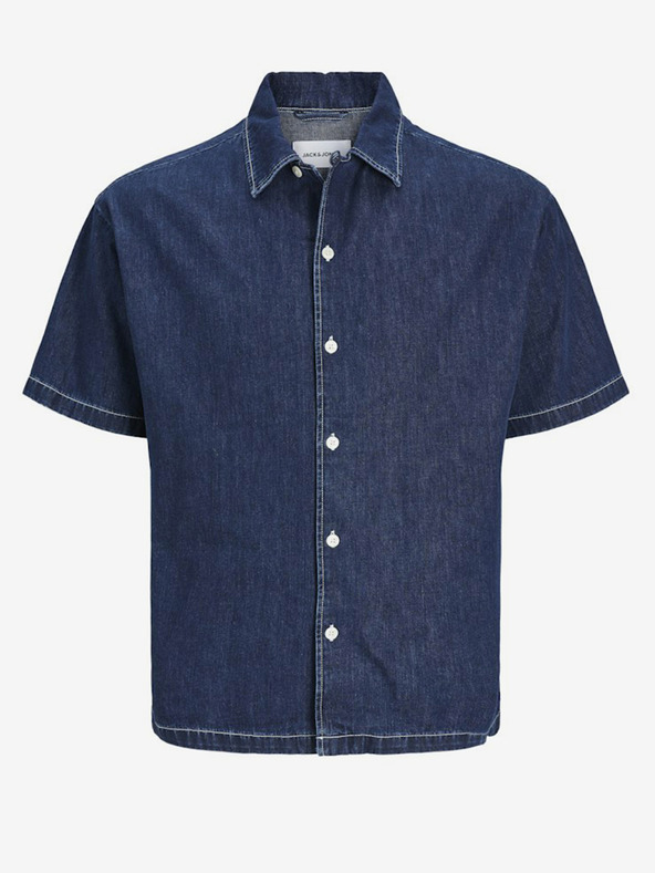 Jack & Jones Modrá pánska džínsová košeľa s krátkym rukávom Jack & Jones Palma