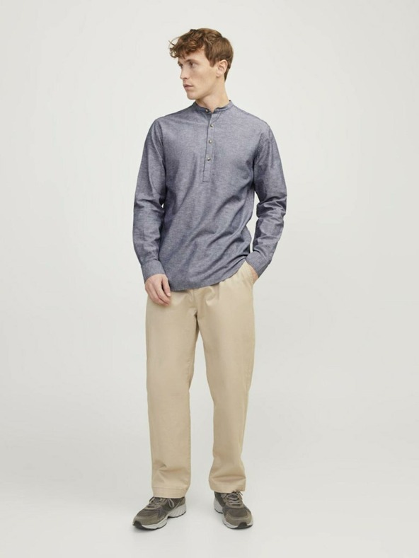 Jack & Jones Modrá pánska ľanová košeľa Jack & Jones Summer