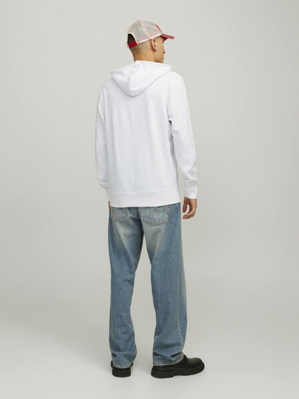 Jack & Jones Biela pánska mikina Jack & Jones Henry s kapucňou