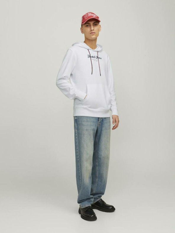 Jack & Jones Biela pánska mikina Jack & Jones Henry s kapucňou