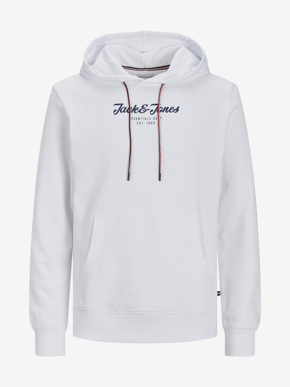 Jack & Jones Biela pánska mikina Jack & Jones Henry s kapucňou