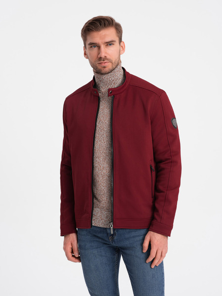 Ombre Clothing Pánska bordová ľahká bunda Ombre Clothing BIKER