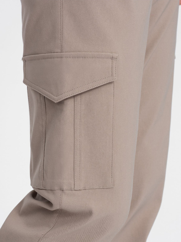 Ombre Clothing Béžové pánske nohavice Cargo Ombre Oblečenie