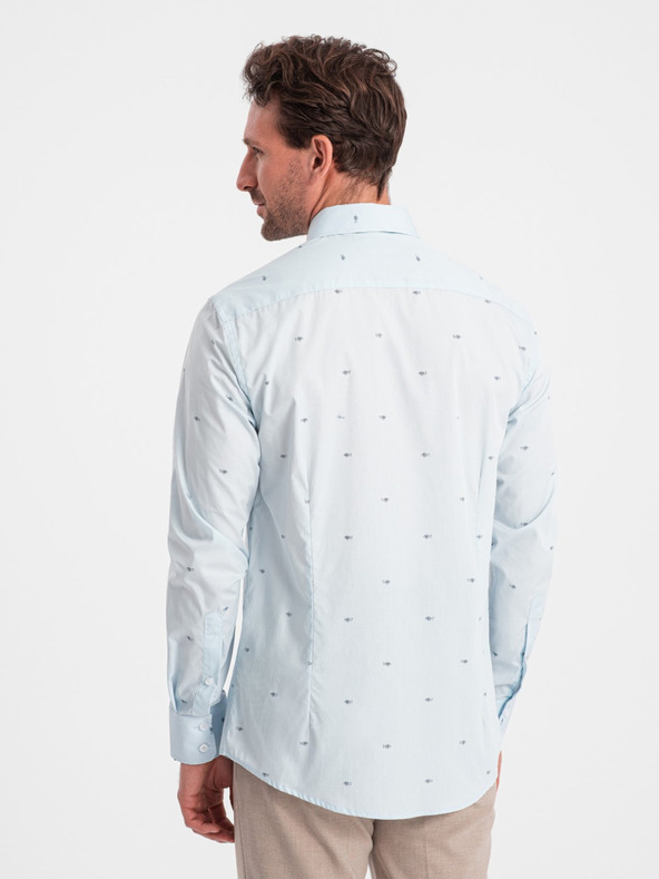 Ombre Clothing Svetlomodré pánske vzorované tričko Ombre oblečenie