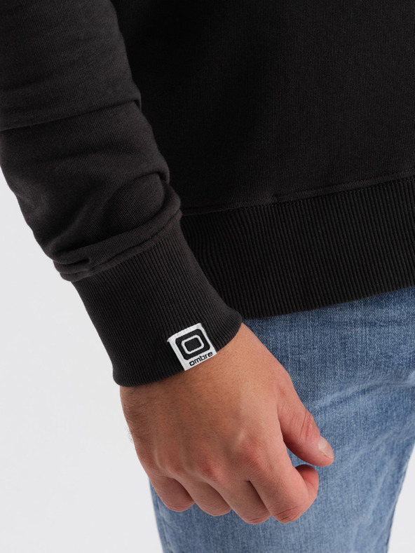 Ombre Clothing Tmavohnedá pánska mikina s potlačou Ombre Oblečenie