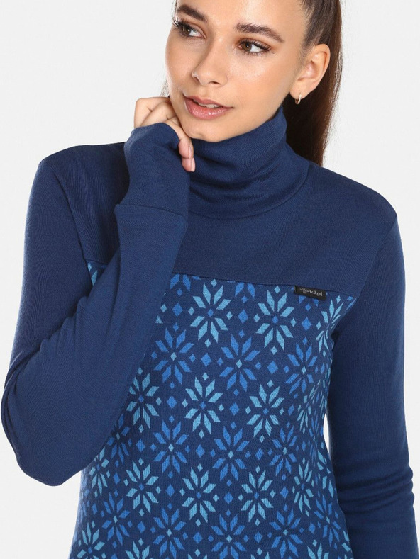 Kilpi Tmavomodrý dámsky vzorovaný rolák z merino vlny Kilpi JANNU